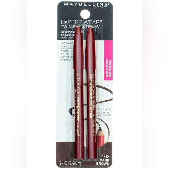 NWT Maybelline Expert Wear Twin Eye and Brow Wood Pencils Dark Brown - Picture 1 of 2
